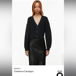 Black Aritzia Babaton Canberra Cardigan, 100% Wool, XS